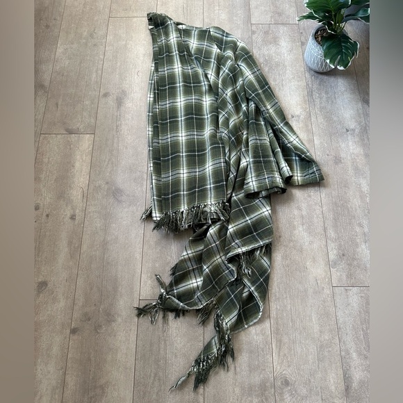 Vintage 90s Plaid Distressed Fringe Flannel Plaid Cardigan Women’s Size Large - Picture 12 of 13